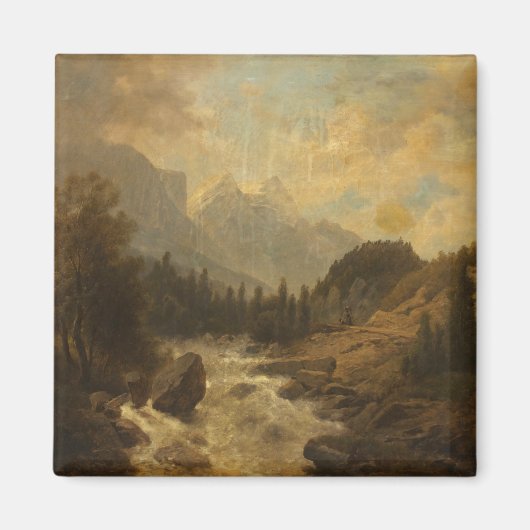 Waldlandschaft Szene (von Josef Kriehuber) Magnet (Vorne)