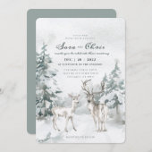 Waldlandschneewald mit Wasserfarbe Einladung (Vorne/Hinten)