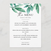 Waldlandsgrün. Botanische Hochzeit Menükarte (Vorderseite)