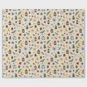 Waldlaterne Winter-Folk-Design Geschenkpapier (Flach)