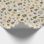 Waldlaterne Winter-Folk-Design Geschenkpapier (Ecke)