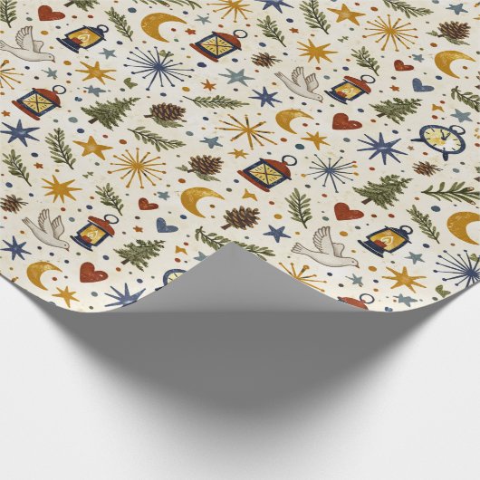 Waldlaterne Winter-Folk-Design Geschenkpapier (Ecke)