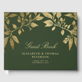 Waldlaub Botanische Elegante Skript Hochzeit Gästebuch (Vorderseite)