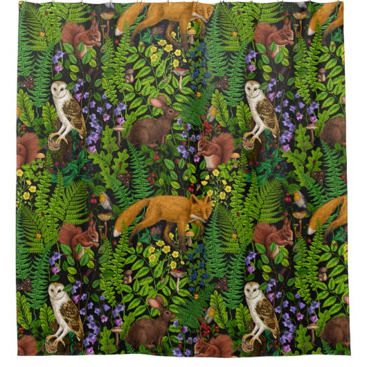 Waldleben Duschvorhang (Vorderseite)