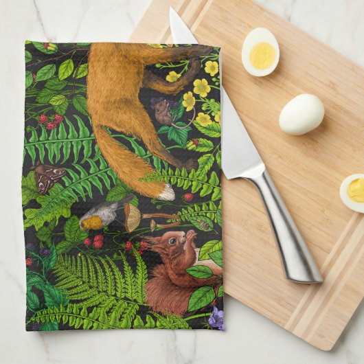 Waldleben Geschirrtuch (Viertel Falte)