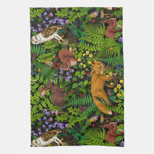 Waldleben Geschirrtuch (Vertikal)