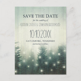 Waldlichter | Rustikal Save the Date Ankündigungspostkarte
