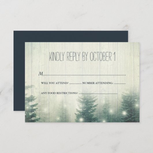 Waldlichter | Rustikale Hochzeit | UAWG | RSVP Karte (Vorne/Hinten)