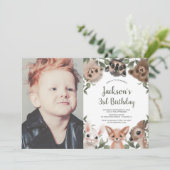 Waldliebhaber von Waldtieren Waldtiere Junge Gebur Einladung (Stehend Vorderseite)