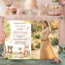 Waldmädchen-Baby-Party-Walde Tiere Foto-Einladung