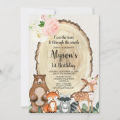 Waldmädchen erstes Party zum 1. Geburtstag Einladung (Vorderseite)