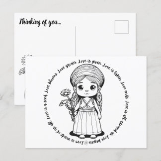 Waldmädchen mit Gänseblümchen Postkarte