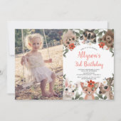 Waldmädchen niedliche Tiere zum Geburtstag des Fot Einladung (Vorderseite)