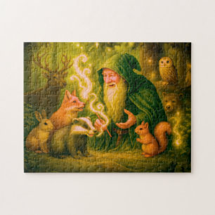 Waldmagier spricht mit Tieren in Öl Puzzle