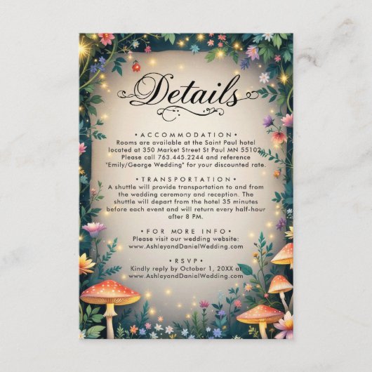 Waldmärchenhafte Hochzeit der Waldlandschaft Begleitkarte (Vorderseite)