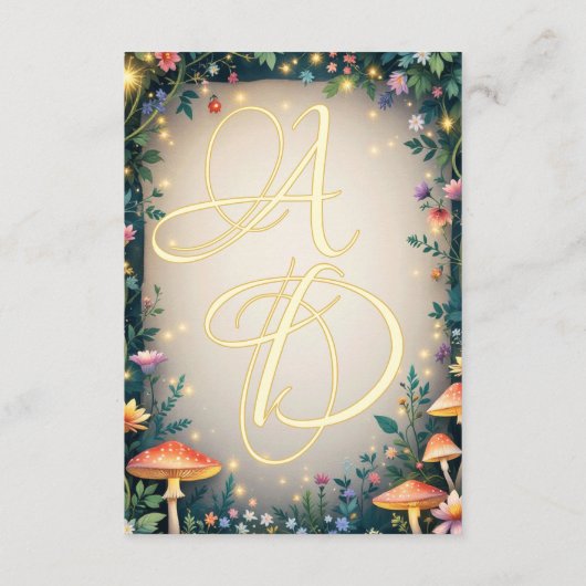 Waldmärchenhafte Hochzeit der Waldlandschaft Begleitkarte (Rückseite)