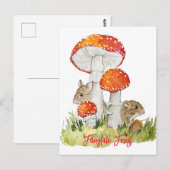 Waldmäuse und Pilze Postkarte (Vorne/Hinten)