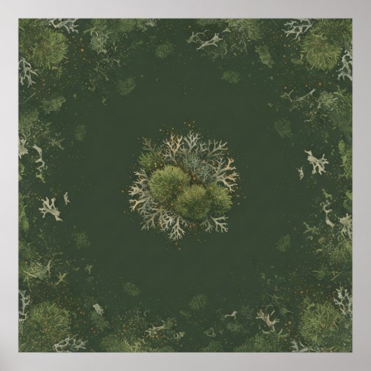 Waldmoos- und Flechten-Botanik-Mandala-Poster Poster (Vorne)