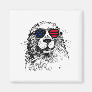Waldmurmeltier 4. Juli Amerika USA-Flagge für Frau Magnet