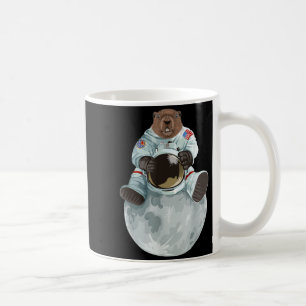 Waldmurmeltier-Astronaut sitzt auf dem Mond Weltra Kaffeetasse