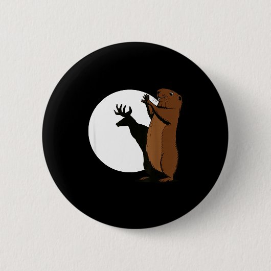 Waldmurmeltier Hirsch Schattenpuppe Lustiges Waldm Button (Vorderseite)