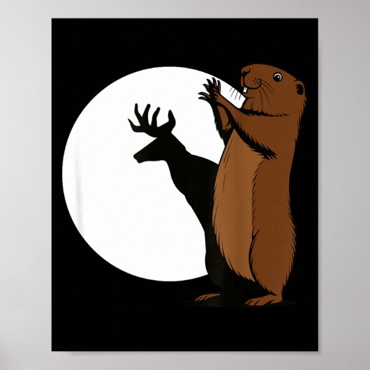 Waldmurmeltier Hirsch Schattenpuppe Lustiges Waldm Poster (Vorne)
