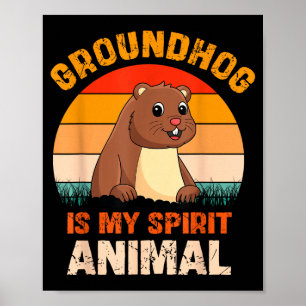 Waldmurmeltier ist mein spirituelles Tier Retro Gr Poster
