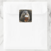 Waldmurmeltier mit Bierkrug Quadratischer Aufkleber (Tasche)