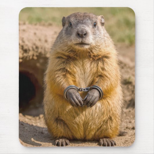 Waldmurmeltier mit Handschellen Mousepad (Vorne)