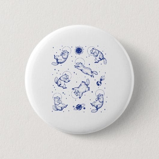 Waldmurmeltiere Astronaut Im Weltraum Lustig Retro Button (Vorderseite)