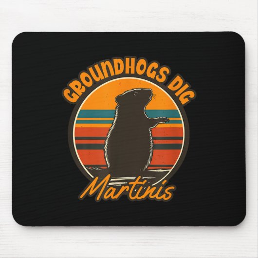 Waldmurmeltiere und Martinis - Lustige Retro-Waldm Mousepad (Vorne)