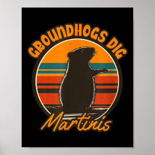 Waldmurmeltiere und Martinis - Lustige Retro-Waldm Poster