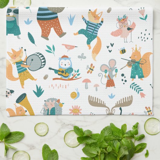 Waldmusikband Geschirrtuch (Gefaltet)