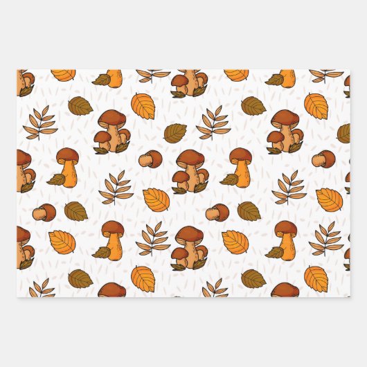 Waldmuster im Herbst Mushroom Wasserfarbe Geschenkpapier Set (Vorderseite 2)