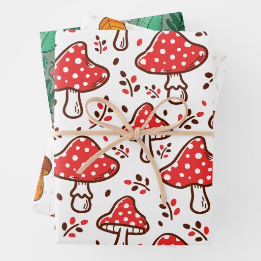 Waldmuster im Herbst Mushroom Wasserfarbe Geschenkpapier Set (Beispiel)