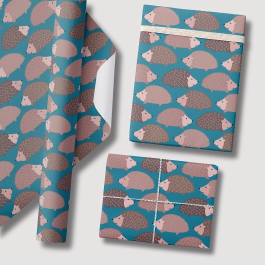 Waldmuster im Igel Geschenkpapier Set