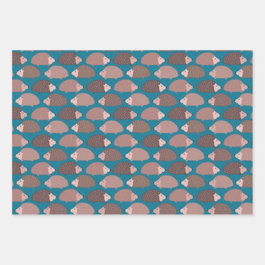 Waldmuster im Igel Geschenkpapier Set (Vorderseite)