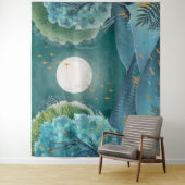 Waldnacht Vollmond Landschaftsgebirge Wandteppich (Beispiel)