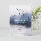 Waldnebel Save the Date, Fantasy Wedding Einladung (Stehend Vorderseite)
