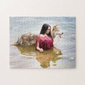 Waldnymphe mit ihrem Wolf Puzzle (Horizontal)