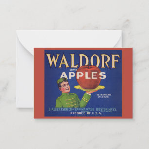 Waldorfäpfel-Kratetikett der 1920er Mitteilungskarte