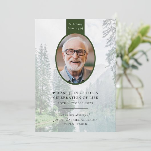 Waldoval | Beerdigungsfeier Einladung (Stehend Vorderseite)