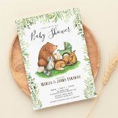 Waldpaare mit Aquarellfarben Babydusche Einladung