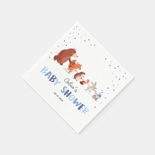 Waldpapier Napkins Tiere Forest Boy Blue Serviette (Ecke)