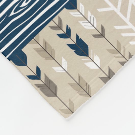 Waldpatchwork-Blanket in Tan und Navy Blue Fleecedecke (Ecke)