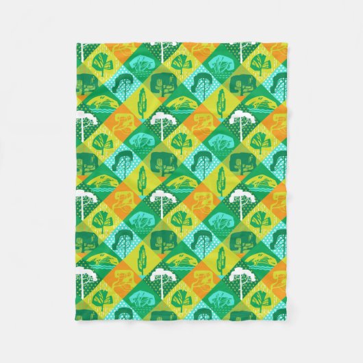 Waldpatchwork Fleecedecke (Vorderseite)