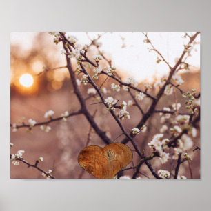 Waldpfad Bäume Äste Straße Weg Liebe Herz Poster
