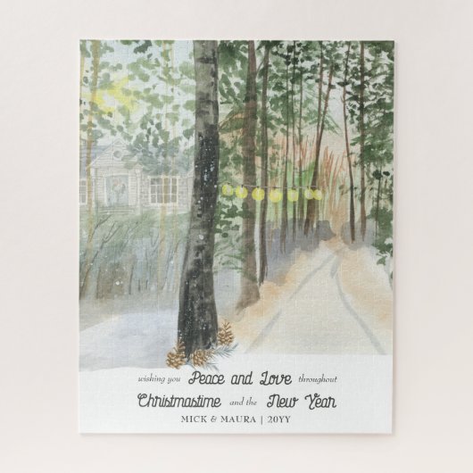 Waldpfad Personalisierte Farbe des Wassers Weihnac Puzzle (Vertikal)