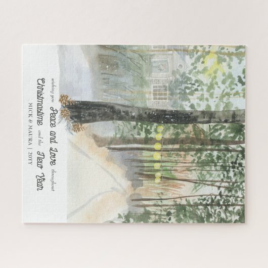 Waldpfad Personalisierte Farbe des Wassers Weihnac Puzzle (Horizontal)