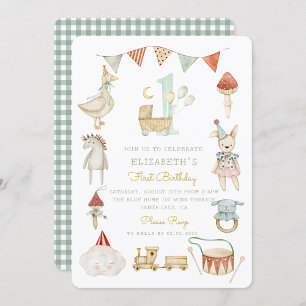 Waldpilz Cottage Alte Spielzeuge Aquarell Einladung